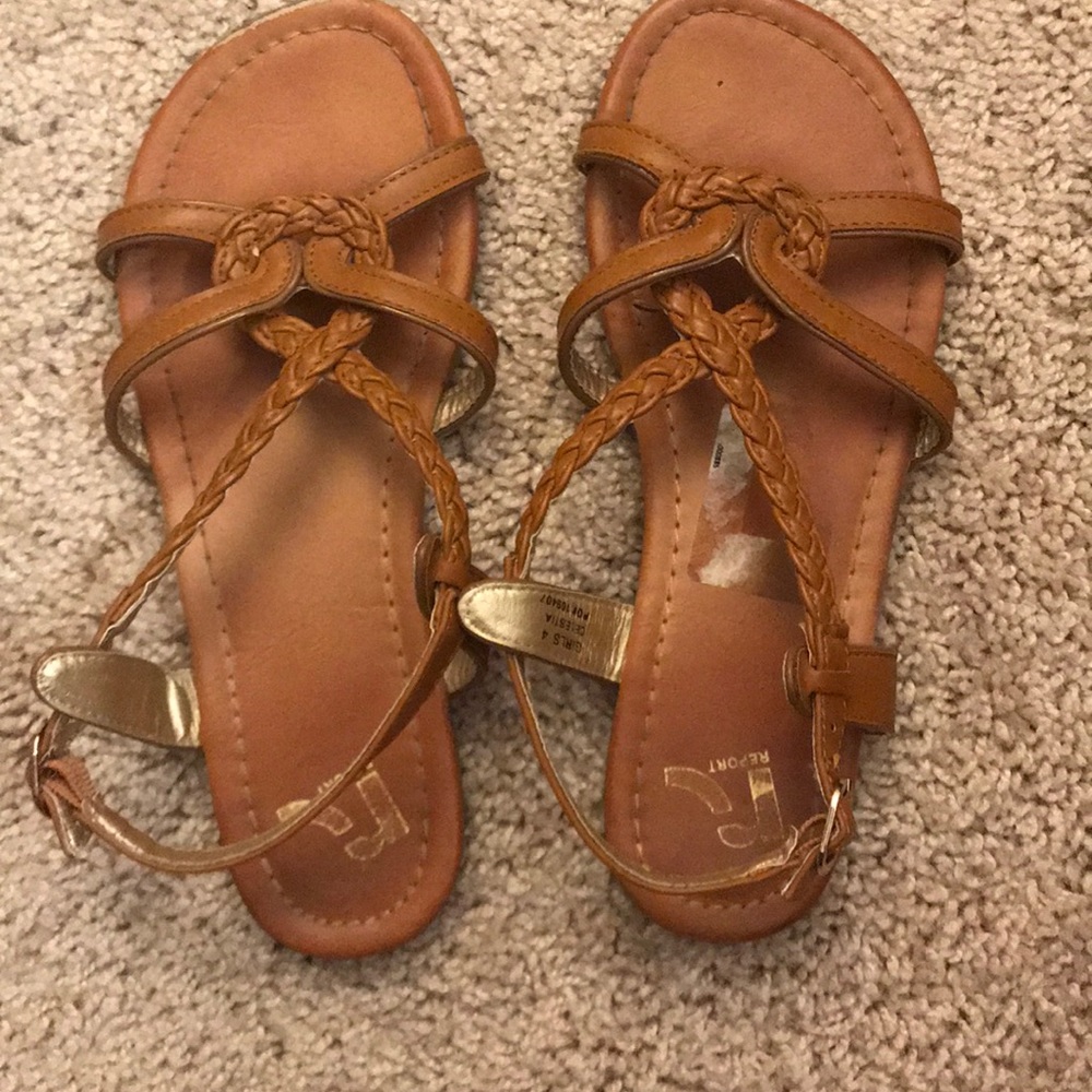 Brown braided strap sandals